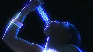 Asian milf Jessica rubs her cunt with the glass dildo&period;